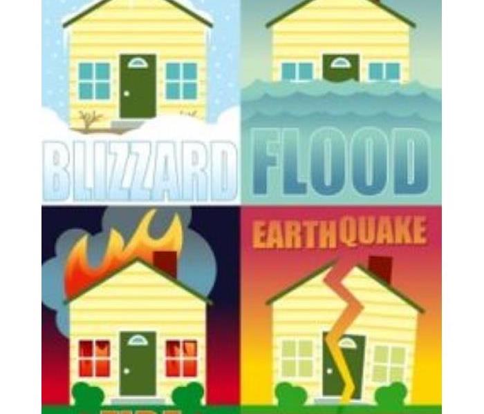 four squares, property damage, houses under duress, earthquake, flood, blizzard fire, house broken, house fire, house water